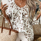 Ruched Leopard V-Neck Blouse