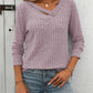 Mandy Ribbed V-Neck Long Sleeve T-Shirt