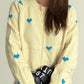 Heart Round Neck Zip Up Cardigan