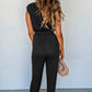 V-Neck Wide Strap Pocketed Jumpsuit