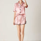 Lapel Collar Shirt and Shorts Lounge Set