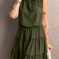 Tie Neck Frill Trim Sleeveless Mini Dress