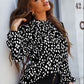 Printed Mock Neck Puff Sleeve Blouse