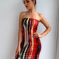 Tie-Dye Strapless Mini Bodycon Dress