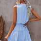 Tie Neck Frill Trim Sleeveless Mini Dress