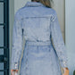 Button Down Collared Neck Belted Denim Dress