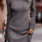 Rib-Knit Round Neck Sweater Dress