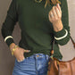 Round Neck Contrast Long Sleeve Knit Top