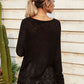 Notched Neck Slit Knit Top