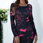 Printed Boat Neck Long Sleeve Dress