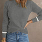 Round Neck Contrast Long Sleeve Knit Top