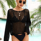 Long Sleeve Round Neck Openwork Cover-Up