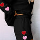 Heart pattern Round Neck Top and Drawstring Shorts Set
