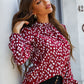 Printed Mock Neck Puff Sleeve Blouse
