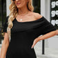 Asymmetrical Neck Rib-Knit Top