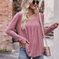 Pleated Detail Curved Hem Long Sleeve Top