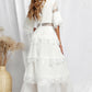 V-Neck Spliced Lace Maxi Dress