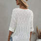 Notched Side Slit Drop Shoulder Sweater