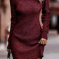 Rib-Knit Round Neck Sweater Dress