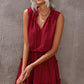 Tie Neck Frill Trim Sleeveless Mini Dress