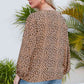 Plus Size Animal Print Balloon Sleeve V-Neck Blouse