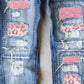 Leopard Patch Distressed Straight Leg Jeans