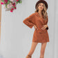 Lapel Collar Long Sleeve Romper