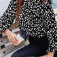 Printed Mock Neck Puff Sleeve Blouse