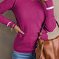 Round Neck Contrast Long Sleeve Knit Top