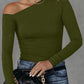 Asymmetrical Neck Long Sleeve Top