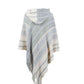 Striped Fringe Hem Hooded Poncho