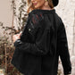 Distressed Button-Up Denim Jacket with Pockets