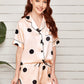 Lapel Collar Shirt and Shorts Lounge Set