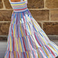 Striped Tie-Shoulder Smocked Tiered Dress