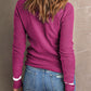 Round Neck Contrast Long Sleeve Knit Top