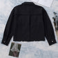 Frayed Trim Snap Down Denim Jacket