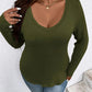 Plus Size V-Neck Long Sleeve T-Shirt