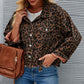 Leopard Button Up Dropped Shoulder Denim Jacket