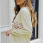 Leopard Half-Zip Dropped Shoulder Hoodie