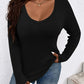 Plus Size V-Neck Long Sleeve T-Shirt