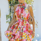 Floral Polka Dot Belted Sleeveless Mini Dress