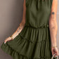 Tie Neck Frill Trim Sleeveless Mini Dress