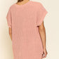 POL Rib-Knit V-Neck Slit High-Low Short Sleeve Sweater