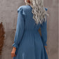 Ruffled V-Neck Flounce Sleeve Textured Dress