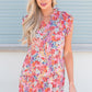 Floral Tie Neck Cap Sleeve Dress