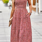 Printed Round Neck Slit Sleeveless Dress