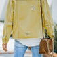 Distressed Raw Hem Denim Jacket