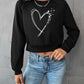 Round Neck Raglan Sleeve Heart Graphic Sweatshirt