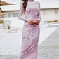 Tie Dye Mock Neck Long Sleeve Dress
