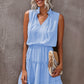 Tie Neck Frill Trim Sleeveless Mini Dress